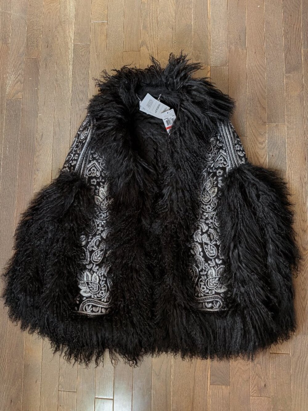 Michael Kors Mongolian Lamb Fur Embroidered Cape